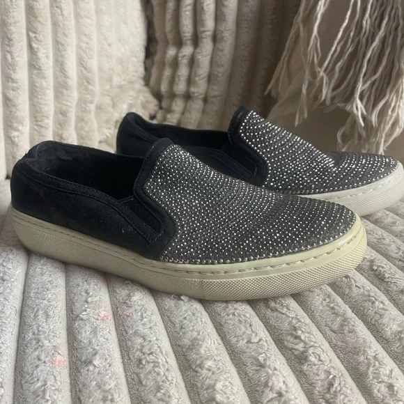Skechers Women's Glittering Black Slip-On Sneakers - Picture 3 of 8